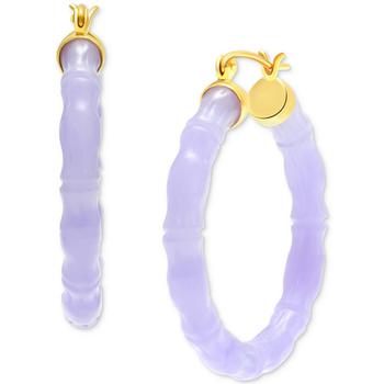 商品Macy's | Dyed Lavender Jade Bamboo Hoop Earrings in 14k Gold-Plated Sterling Silver,商家Macy's,价格¥1383图片