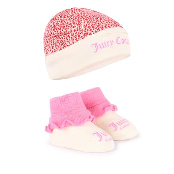 Juicy Couture | Leopard print cap and logo baby shoes set in pink商品图片,3.9折×额外6.7折, 额外六七折