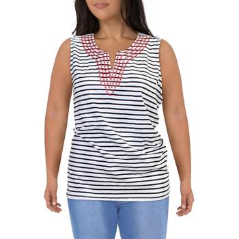 Tommy Hilfiger | Tommy Hilfiger Womens Plus Embroidered Striped Tank Top商品图片,4.4折