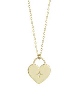 推荐14K Yellow Gold & 0.01 TCW Diamond Heart Padlock Pendant Necklace商品
