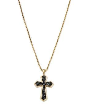 Bloomingdale's | Men's Black Diamond Cross Pendant Necklace in 14K Yellow Gold, 1.0 ct. t.w.,商家Bloomingdale's,价格¥35168