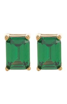 商品Savvy Cie Jewels | 18K Yellow Gold Vermeil Prong Set Emerald Stud Earrings,商家Nordstrom Rack,价格¥181图片
