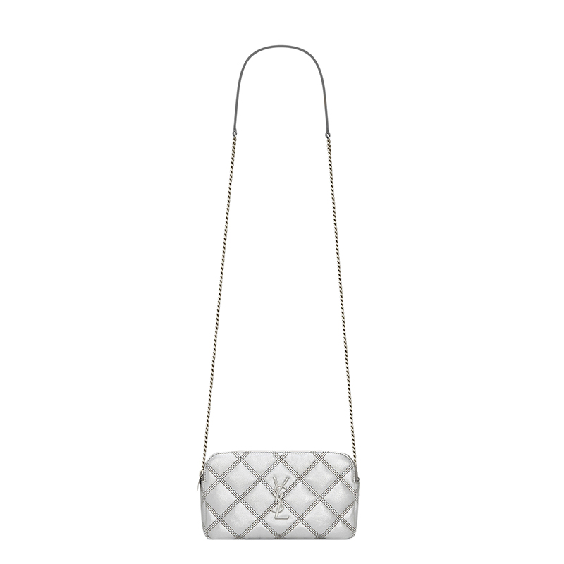 Vicenzo Leather链条包, Yves Saint Laurent | SAINT LAURENT PARIS/圣罗兰 YSL 22春夏新款BECKY系列 女士银色绗缝小牛皮双拉链银扣银链单肩斜挎链条包商品图片 7.5折×额外9.5折, 包邮包税, 额外九五折