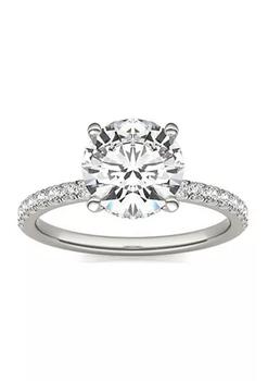 Charles & Colvard, Charles & Colvard | Charles & Colvard 2.19 ct. t.w. Lab Created Round Moissanite Hidden Halo Engagement Ring in 14k White Gold商品图片 