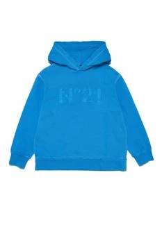 推荐N.21 N21s165u Over Sweat-shirt N°21 Light Blue Vintage-effect Hooded Sweatshirt With Textured Logo商品