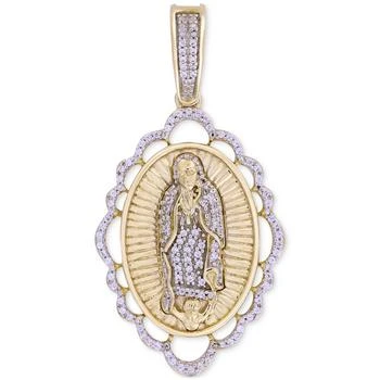 Macy's | Men's Diamond Our Lady of Guadalupe Scalloped Medallion Pendant (1/5 ct. t.w.) in 10k Gold,商家Macy's,价格¥11896