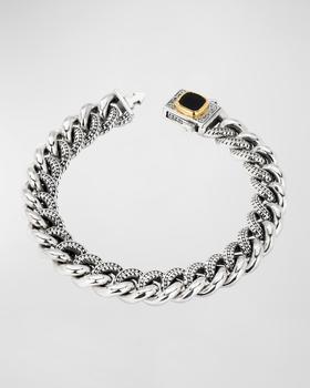 商品Men's Two-Tone Black Onyx Chain Bracelet图片