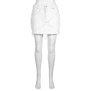 商品T by Alexander Wang Ladies White Fringe Denim Mini Skirt图片
