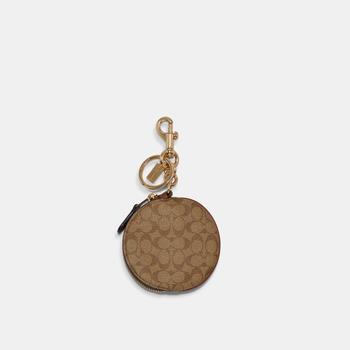 Coach Outlet Circular Coin Pouch Bag Charm In Signature Canvas