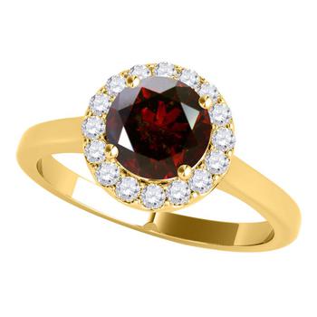 商品1.25 Carat Halo Red & White Diamond Engagement Wedding Ring For Women's In 14K Solid Yellow Gold In Size 9图片