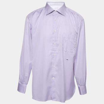 zegna 衬衫, [二手商品] Zegna | Ermenegildo Zegna Su Misura Lilac Cotton Tailored Fit Shirt 4XL商品图片 8.8折