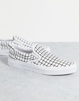 vans棋盘格精选, Vans | Vans Slip-On U-Paint Warp Checkerboard trainers in white商品图片 
