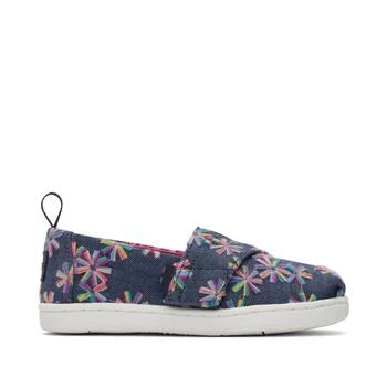 TOMS Shoes | Tiny Alpargata Navy Embroidered Floral Toddler Shoe,商家Premium Outlets,价格¥157