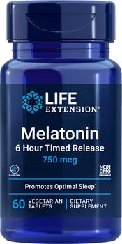 商品Life Extension | Life Extension Melatonin 6 Hour Timed Release - 750 mcg (60 Tablets, Vegetarian),商家Life Extension,价格¥39图片