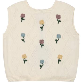 商品Coco Au Lait | Coco Au Lait White Waistcoat For Girl With Flower,商家Italist,价格¥839图片
