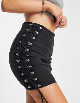 topshop joni, Topshop | Topshop lace up joni skirt in black商品图片 7.9折