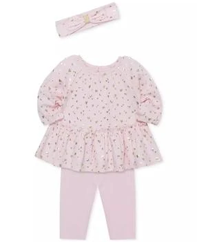 Little Me | Baby Girls Cotton Shiny Hearts Tunic, Leggings & Headband Set,商家Macy's,价格¥144