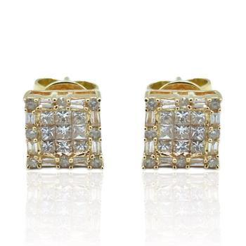 商品18K Yellow Gold Diamond Stud Earrings图片