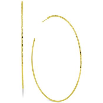 Essentials | Large Textured Skinny Large Hoop in Silver Plate Earrings商品图片,2.5折