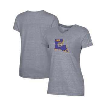 CHAMPION | Women's Gray LSU Tigers Vault Logo V-Neck T-shirt商品图片,