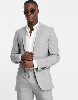 推荐Selected Homme slim fit suit jacket in grey check商品