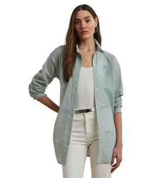 Ralph Lauren | Petite Oversize Striped Cotton Voile Shirt,商家Zappos,价格¥1042