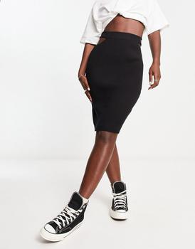 推荐Calvin Klein Jeans cut out waistband knitted skirt in black商品
