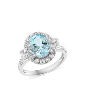 商品Bloomingdale's | Aquamarine and Diamond Halo Ring in 14K White Gold - 100% Exclusive,商家Bloomingdale's,价格¥37660图片