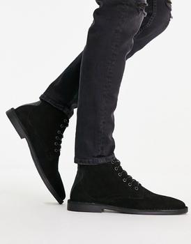 ASOS | ASOS DESIGN desert boots in black suede with leather detail商品图片,8.5折