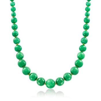 Ross-Simons 7-14mm Jade Bead Necklace With 14kt Yellow Gold
