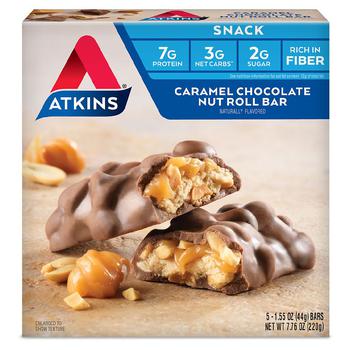商品Atkins | Snack Bars Caramel Chocolate Nut Roll,商家Walgreens,价格¥52图片