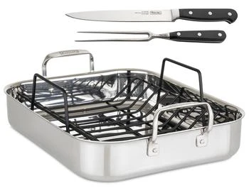 Viking | Viking 3-Ply Roasting Pan, 13-Inch x 16-Inch w/ Carving Set, Stainless,商家Premium Outlets,价格¥1966