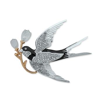 商品Anne Klein | Two-Tone Crystal Bird & Flower Sprig Pin,商家Macy's,价格¥199图片