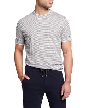 推荐Men's Micro-Stripe Linen-Blend T-Shirt商品
