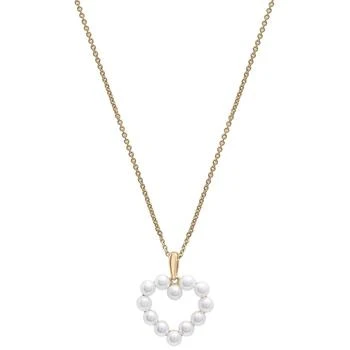 Macy's | Cultured Freshwater Pearl (3mm) Open Heart 18" Pendant Necklace in 14k Gold-Plated Sterling Silver,商家Macy's,价格¥851