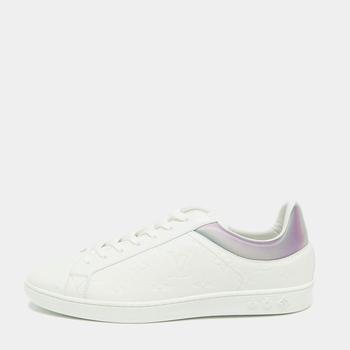 lv男鞋, [二手商品] Louis Vuitton | Louis Vuitton White Monogram Leather Iridescent Uuxembourg Low Top Sneakers Size 42商品图片 满1件减$100, 满减