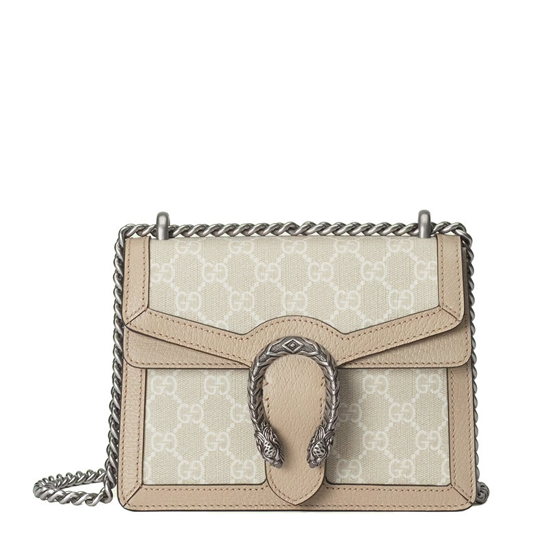 古驰链条包, Gucci | 【包税】GUCCI/古驰 22新款Dionysus系列 女士迷你米色/白色老花帆布燕麦色皮革滚边银扣银链单肩斜跨链条酒神包421970UULBN9683商品图片 8折, 包邮包税