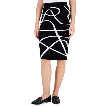 Tahari | Women's Linear-Print Pull-On Sweater Skirt商品图片,