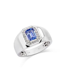 商品Bloomingdale's | Men's Tanzanite & Diamond Halo Ring in 14K White Gold,商家Bloomingdale's,价格¥42180图片