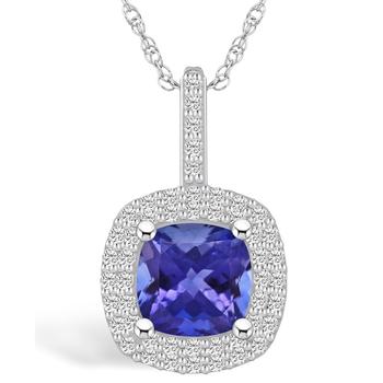 商品Macy's | Tanzanite (2-1/3 Ct. t.w.) and Diamond (1/2 Ct. t.w.) Halo Pendant Necklace,商家Macy's,价格¥51512图片