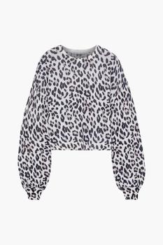 推荐Ansley cropped leopard-print cashmere sweater商品
