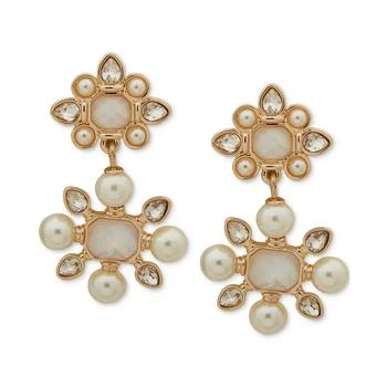 Anne Klein | Gold-Tone Imitation Pearl & Crystal Drop Earrings 独家减免邮费