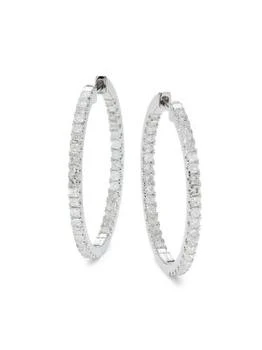 Saks Fifth Avenue | 14K White Gold & 2 TCW Diamond- Hoop Earrings,商家Saks OFF 5TH,价格¥14087