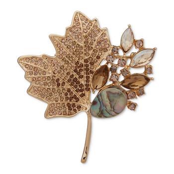 商品Anne Klein | Women's Boxed Gold-Tone Maple Leaf Crystal Pin,商家Macy's,价格¥216图片
