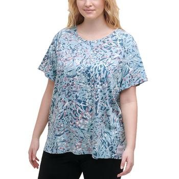 Calvin Klein | Calvin Klein Performance Womens Plus Crew Neck Printed T-Shirt商品图片,5折, 独家减免邮费