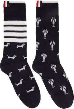 Thom Browne | Navy 4-Bar Hector & Lobster Socks商品图片,独家减免邮费