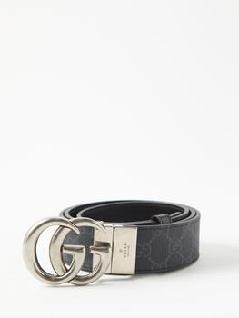 gucci皮带男, Gucci | GG-logo monogram-canvas and leather belt商品图片 