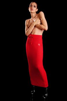 推荐Cashmere Ribbed High-Waist Winter Dream Skirt - Red Flame商品