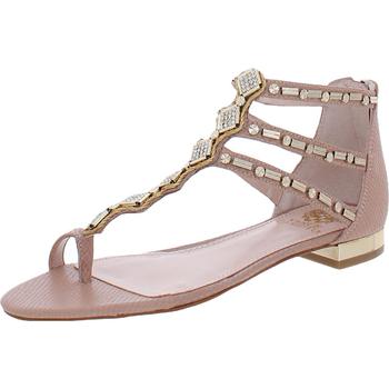 Vince Camuto Specialty Size, Vince Camuto | Vince Camuto Womens Hanelli Leather Toe-Loop T-Strap Sandals商品图片 4折