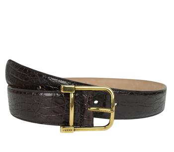 gucci皮带, Gucci | Gucci Women's Gold Square Buckle Dark Brown Crocodile Belt 257319 E7I0T 2140商品图片 5.7折